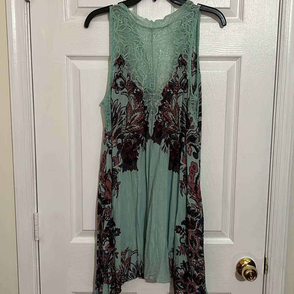 Free People Women's Marsha Printed Lace-Neck Dress, Size Medium